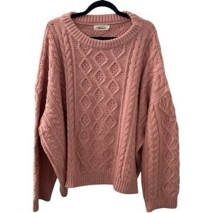 🦄 Simply Couture Dusty Rose Cable Knit Crewneck Sweater